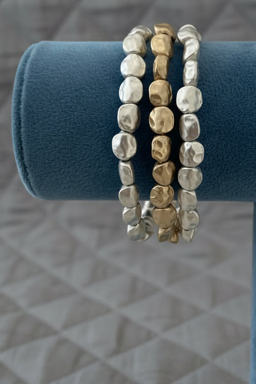 3 STRAND METAL NUGGETS BRACELET