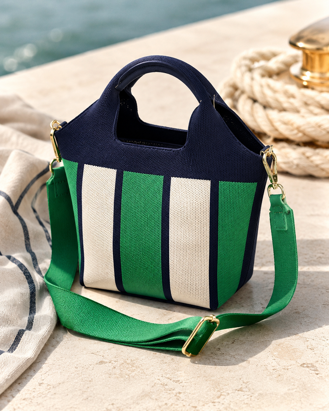STRIPED KNIT MINI CROSSBODY