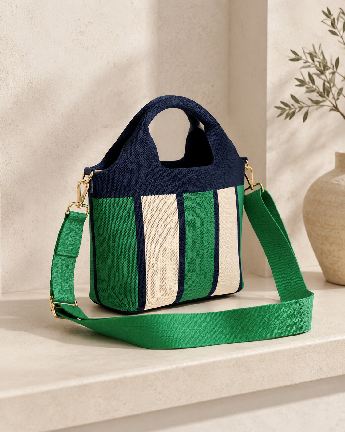 STRIPED KNIT MINI CROSSBODY