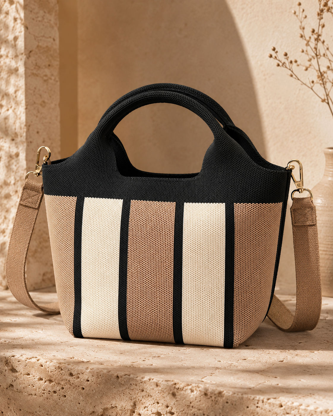 STRIPED KNIT MINI CROSSBODY
