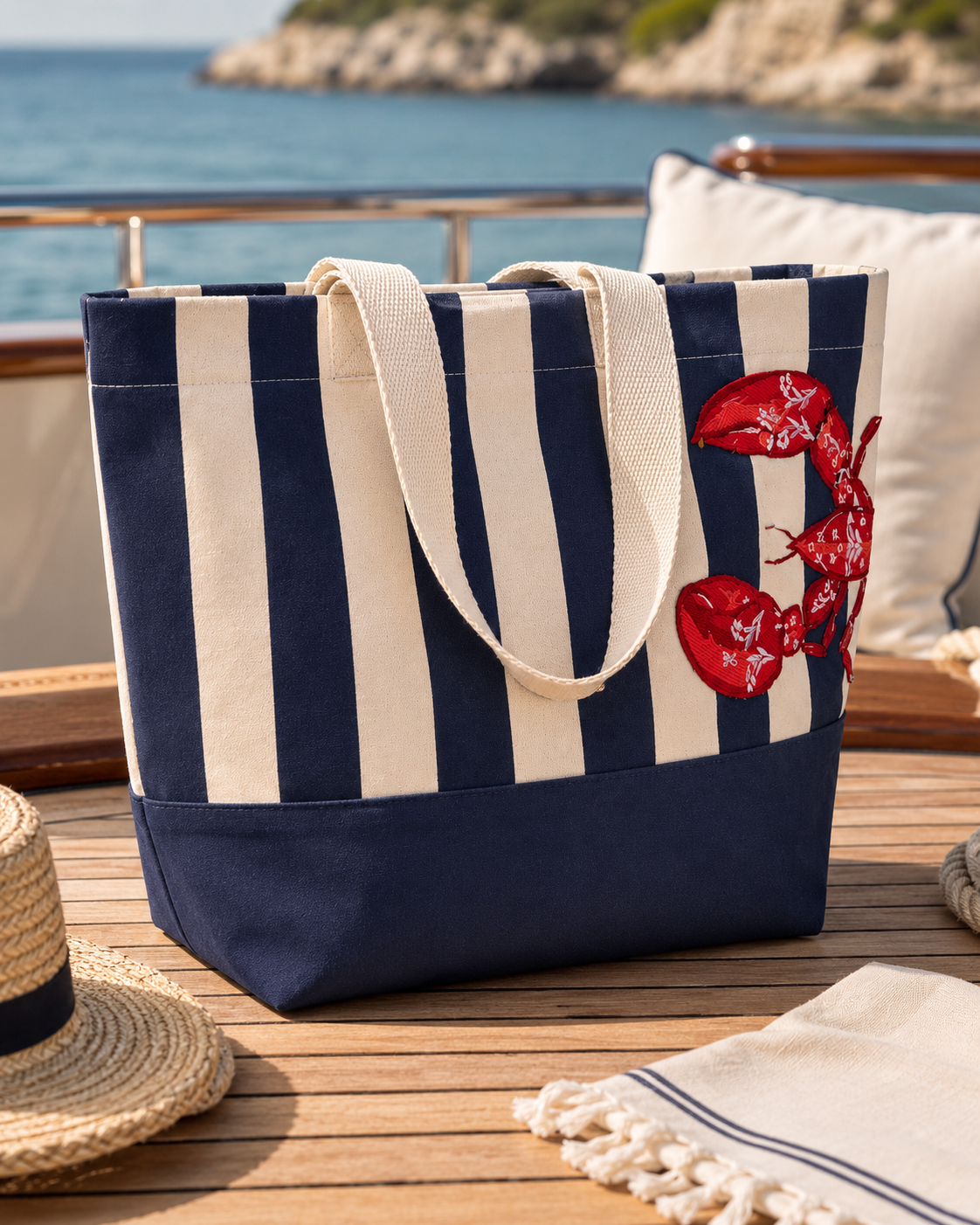 STRIPED LOBSTER OVERSIZED TOTE