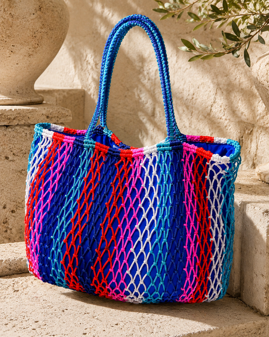 FISHNET STRIPED TOTE