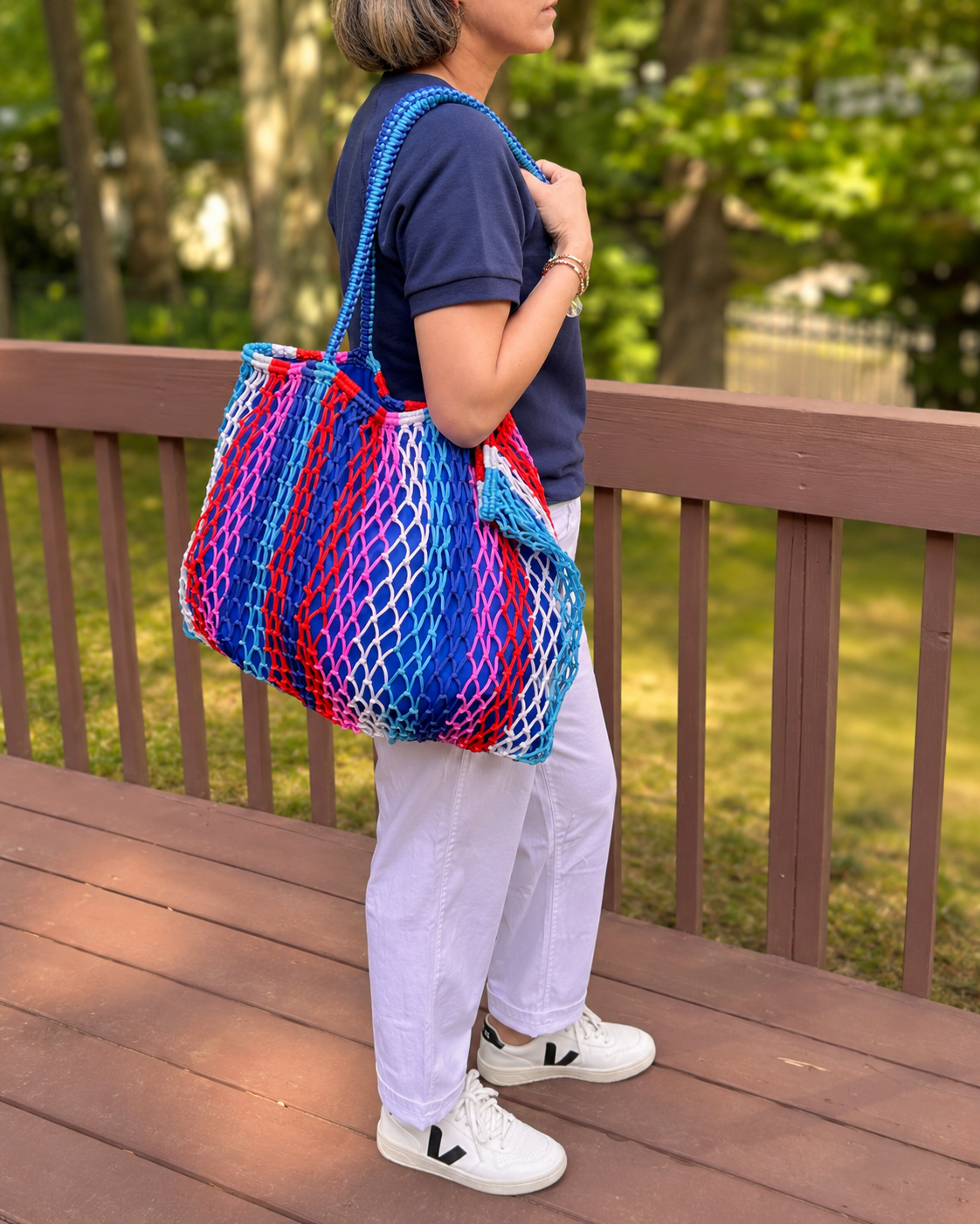 FISHNET STRIPED TOTE