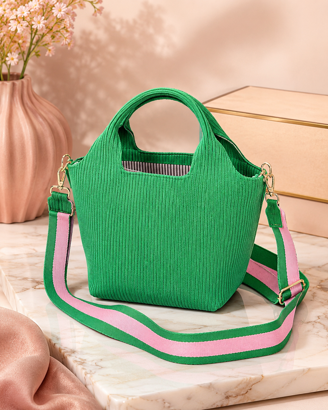 KNIT STRIPED STRAP CROSSBODY