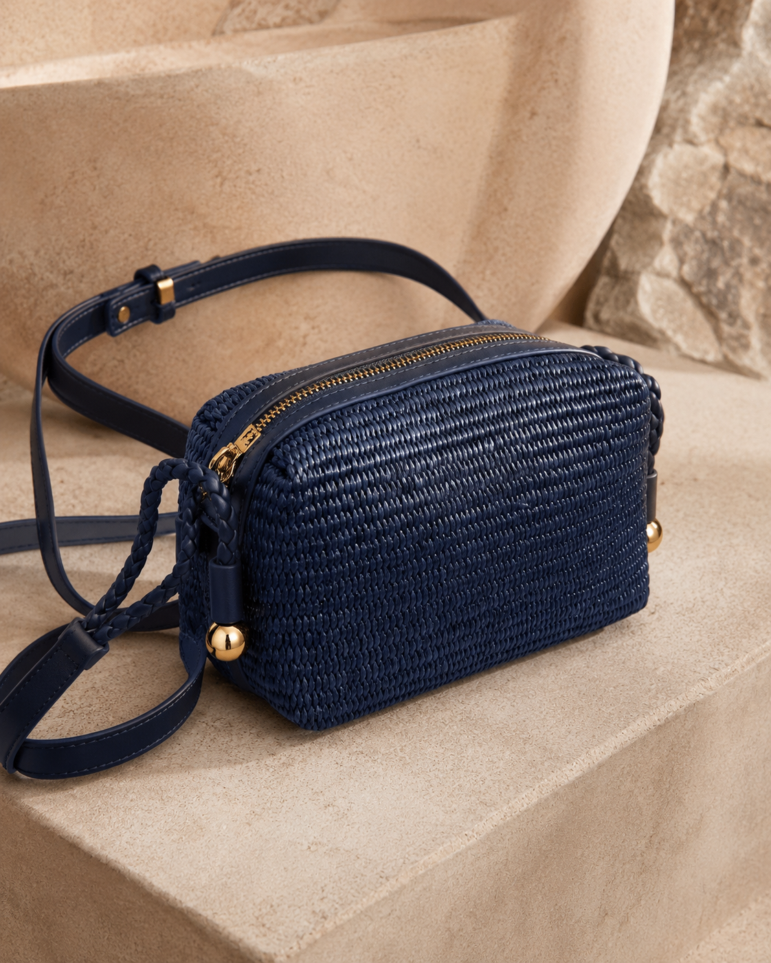 STRAW SMALL CROSSBODY - NAVY