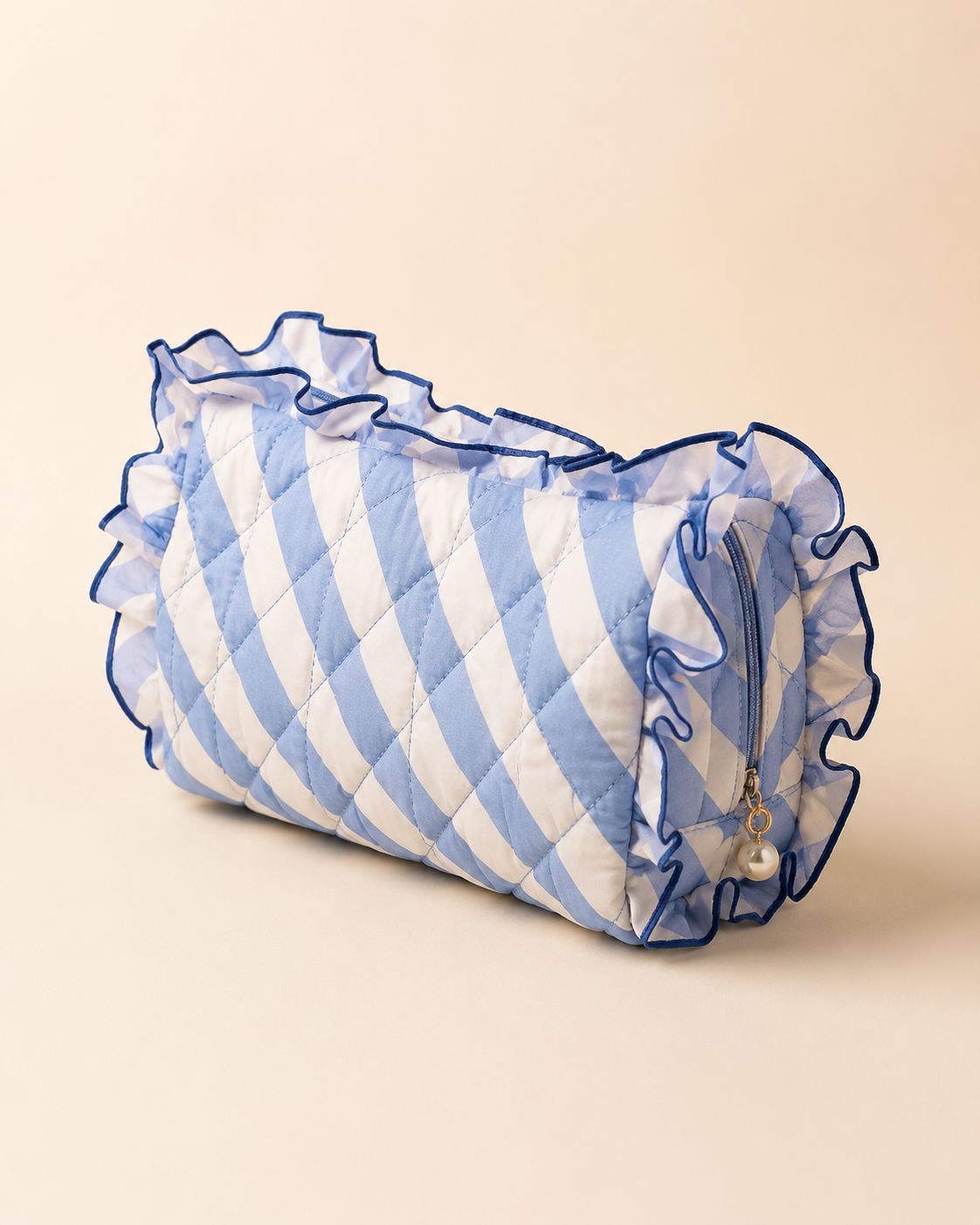 FANCY LARGE STRIPED PEARL ZIP POUCH