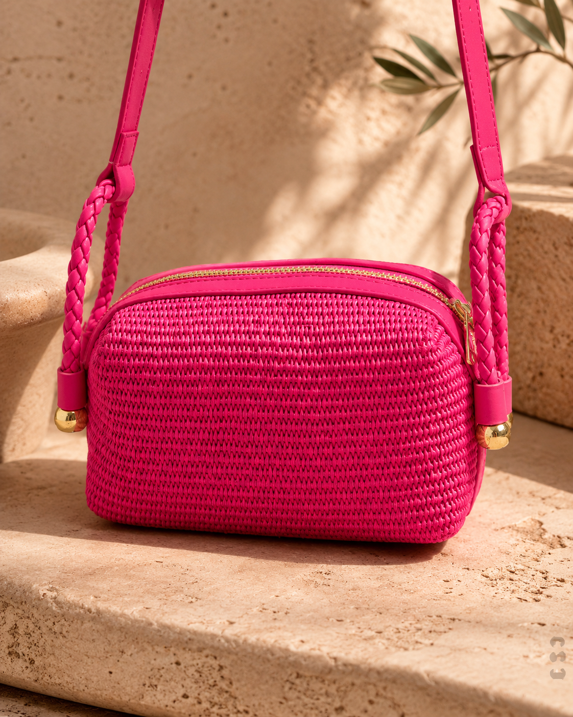 STRAW SMALL CROSSBODY- PINK