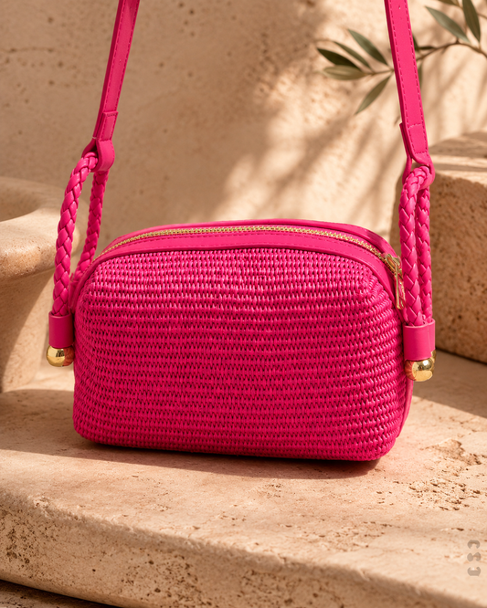 STRAW SMALL CROSSBODY- PINK