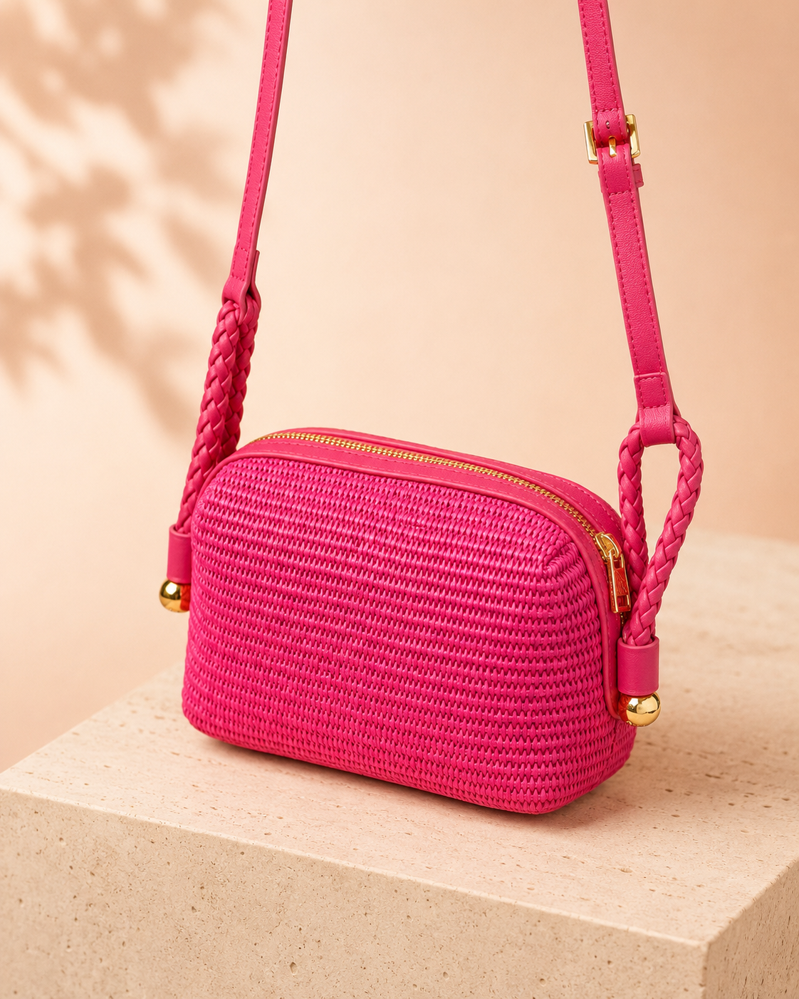 STRAW SMALL CROSSBODY- PINK