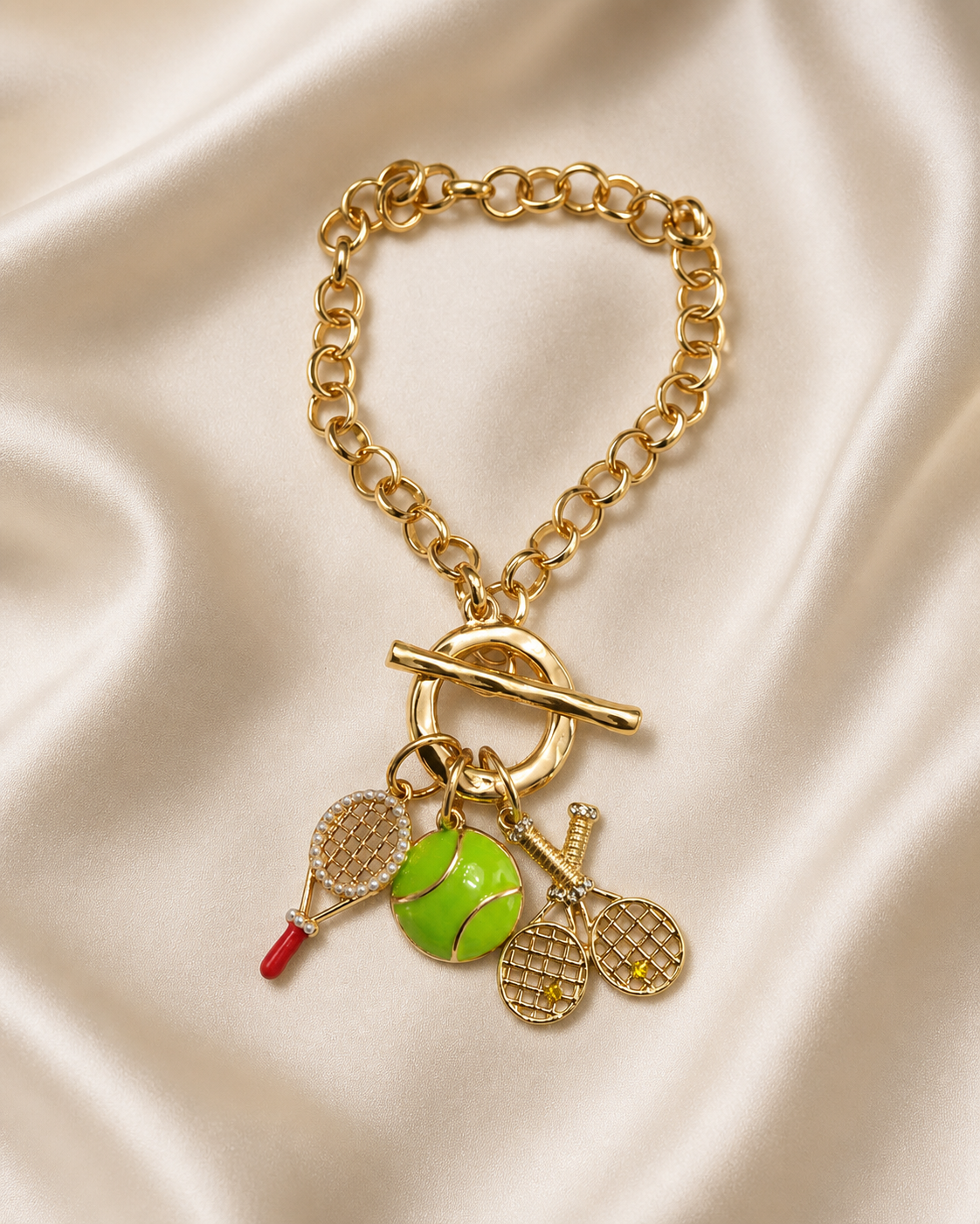 TENNIS RACKET MULTI CHARM BRACELET