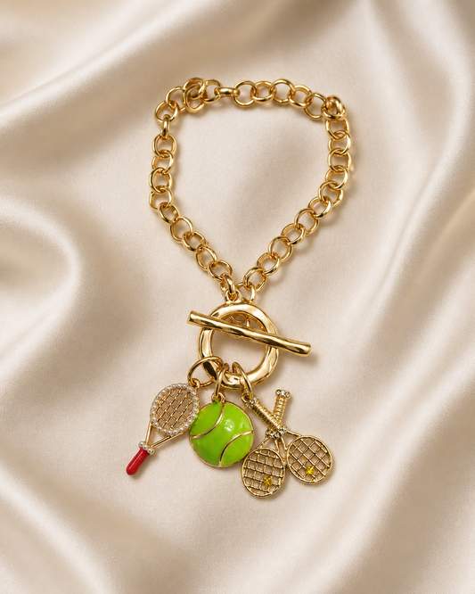 TENNIS RACKET MULTI CHARM BRACELET