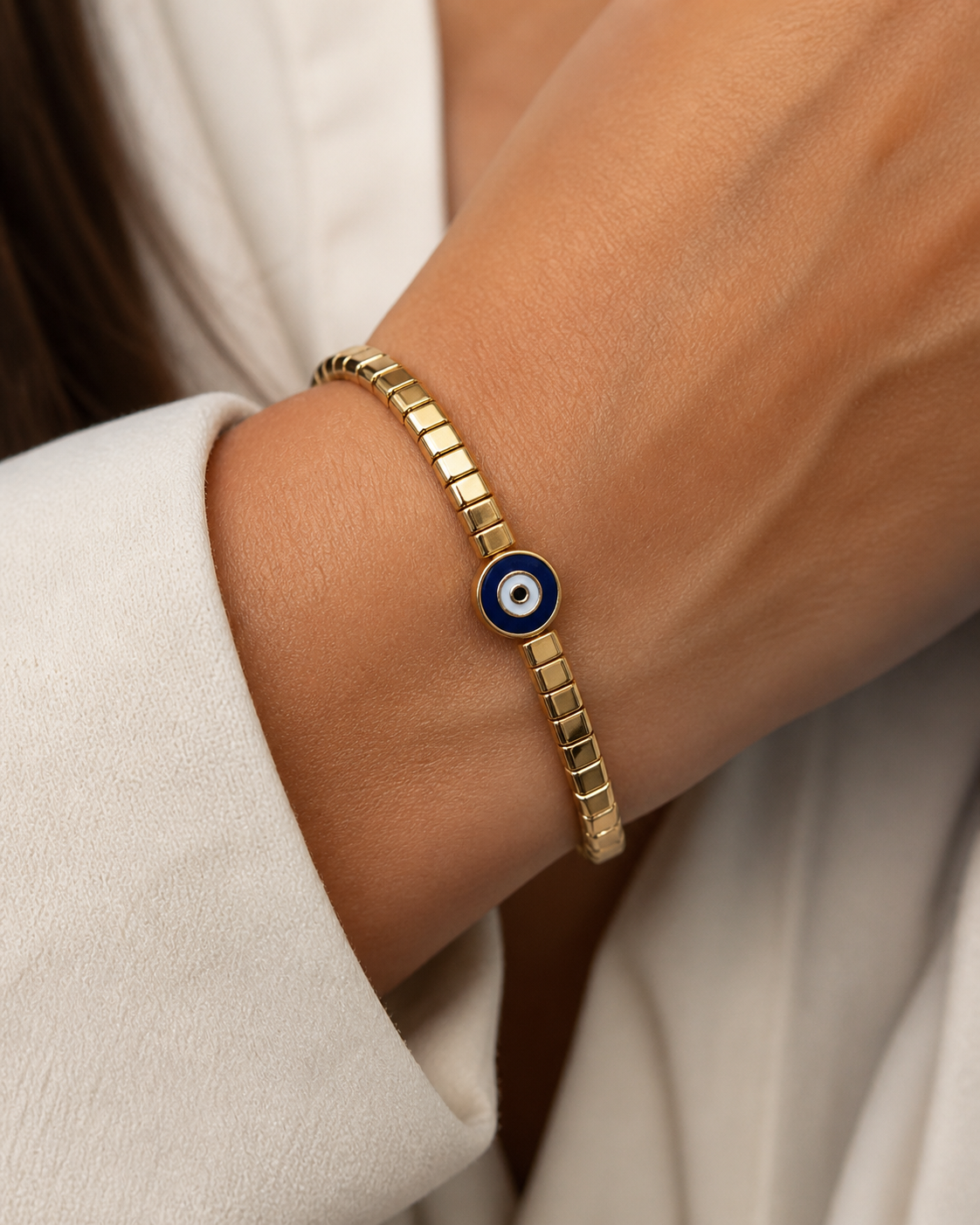 METAL EVIL EYE ELASTIC BRACELET