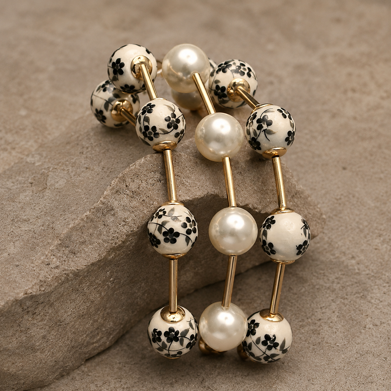 PEARL CERAMIC BAR STACKABLE ELASTIC BRACELET