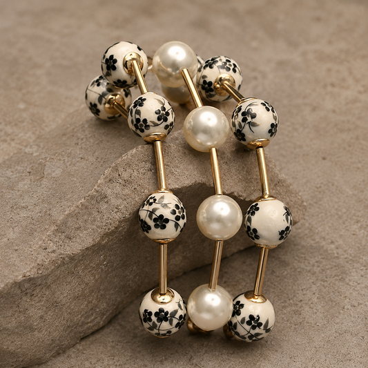 PEARL CERAMIC BAR STACKABLE ELASTIC BRACELET
