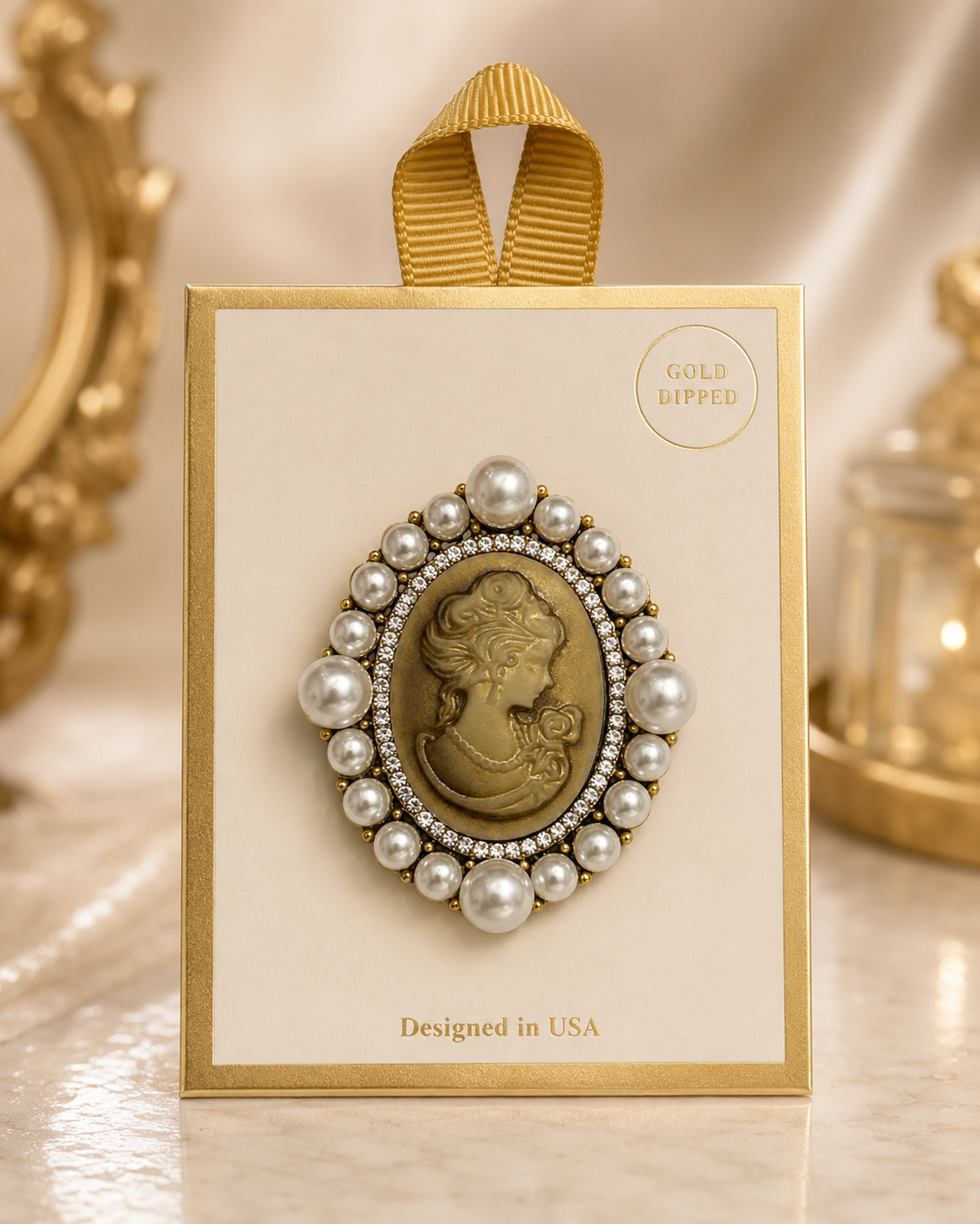 PEARL EPOXY CAMEO BROOCH