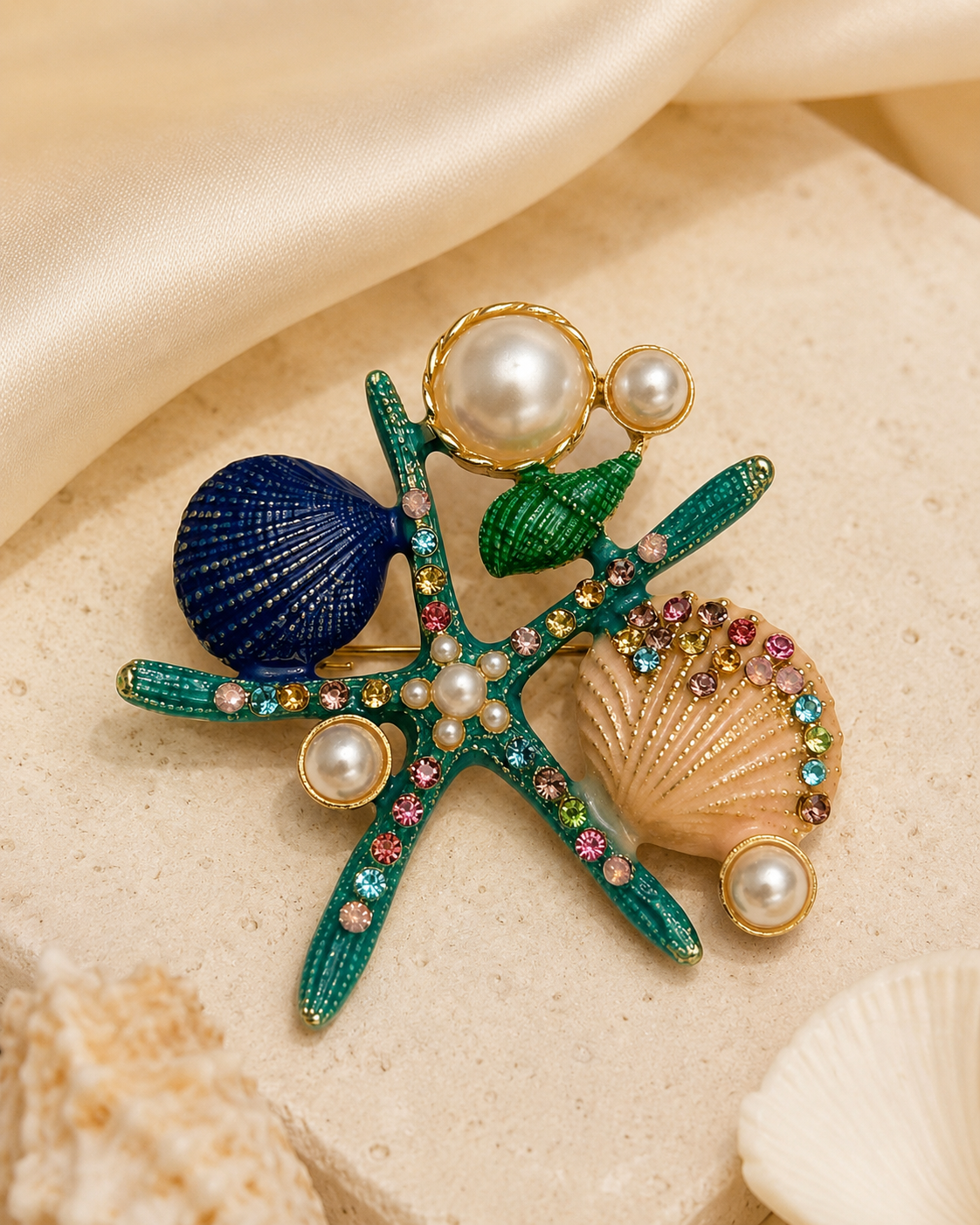 GOLD DIPPED STARFISH PEARL BROOCH