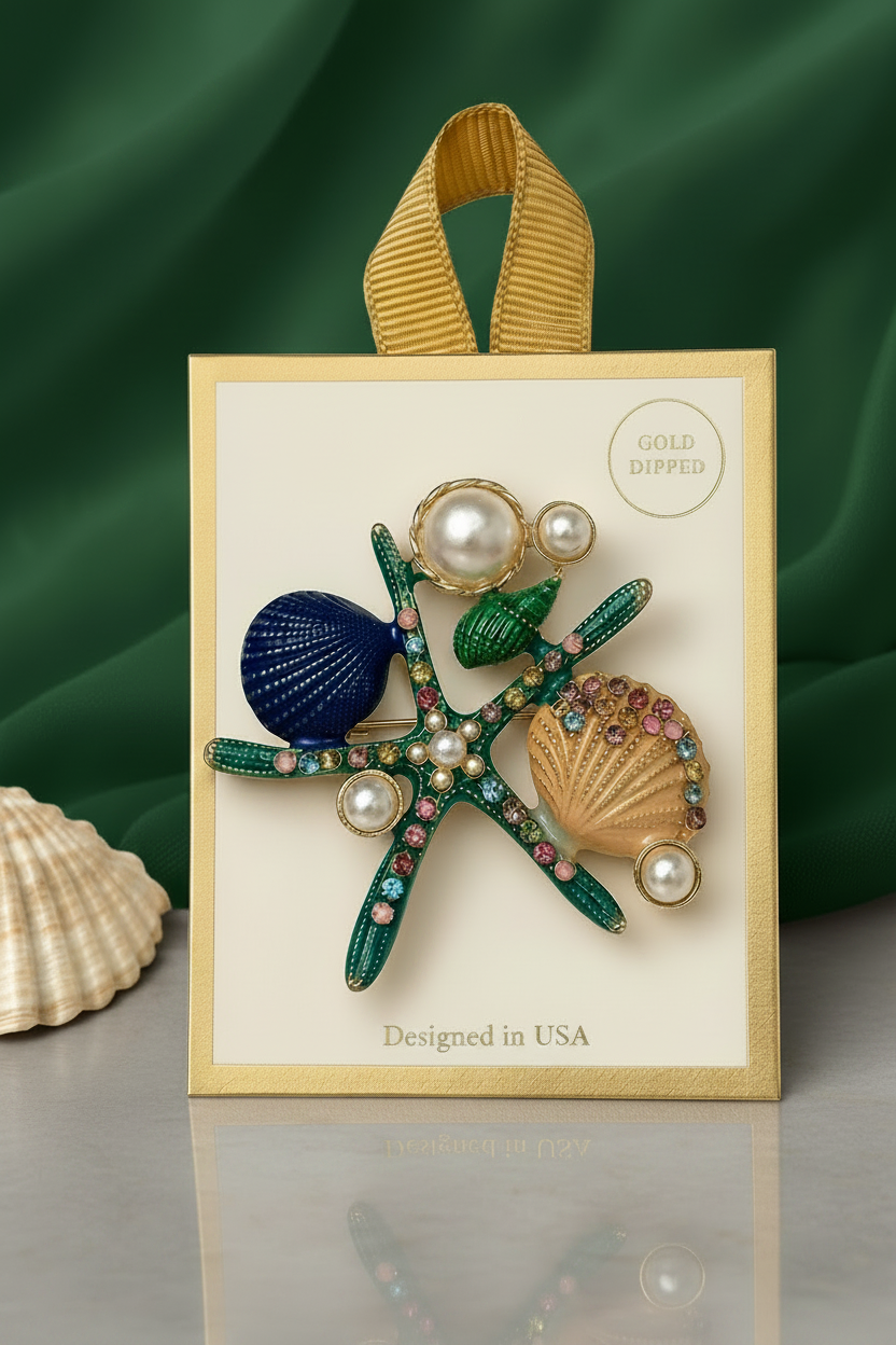 GOLD DIPPED STARFISH PEARL BROOCH