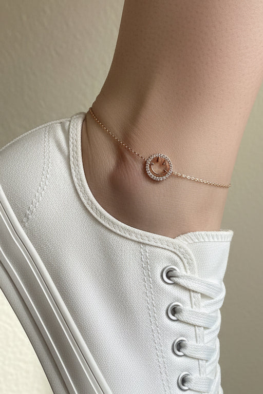 SMIELY FACE GOLD DIPPED ANKLET