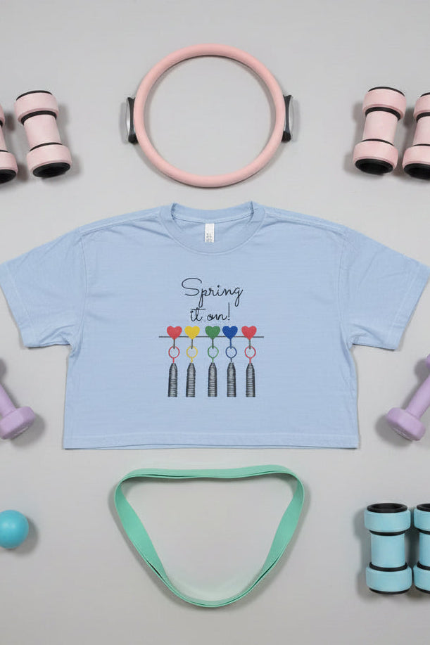 “Spring it on” Pilates Crop Top - Blue