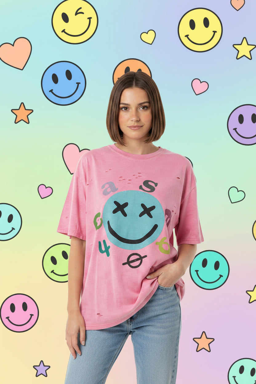 DISTRESS WASHED OVERSIZED SHIRT