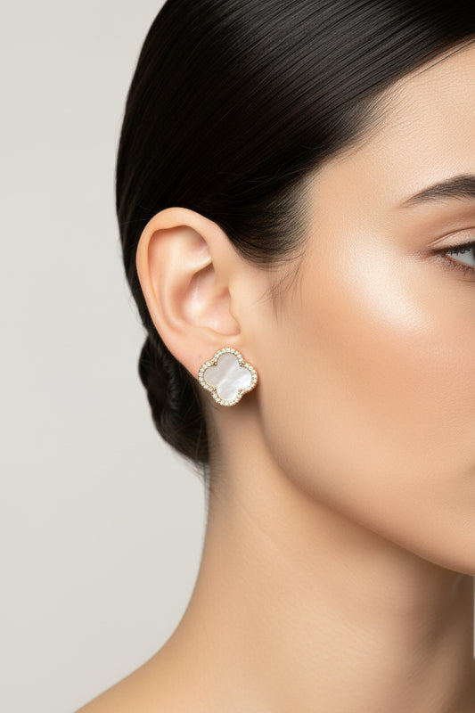 MOTHER OF PEARL CUBIC ZIRCONIA EARRINGS