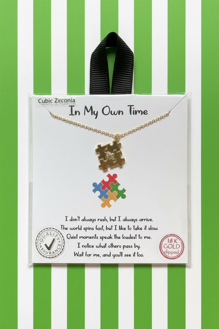 “IN MY OWN TIME” 18K GOLD PLATED W HEART CUBIC ZIRCONIA