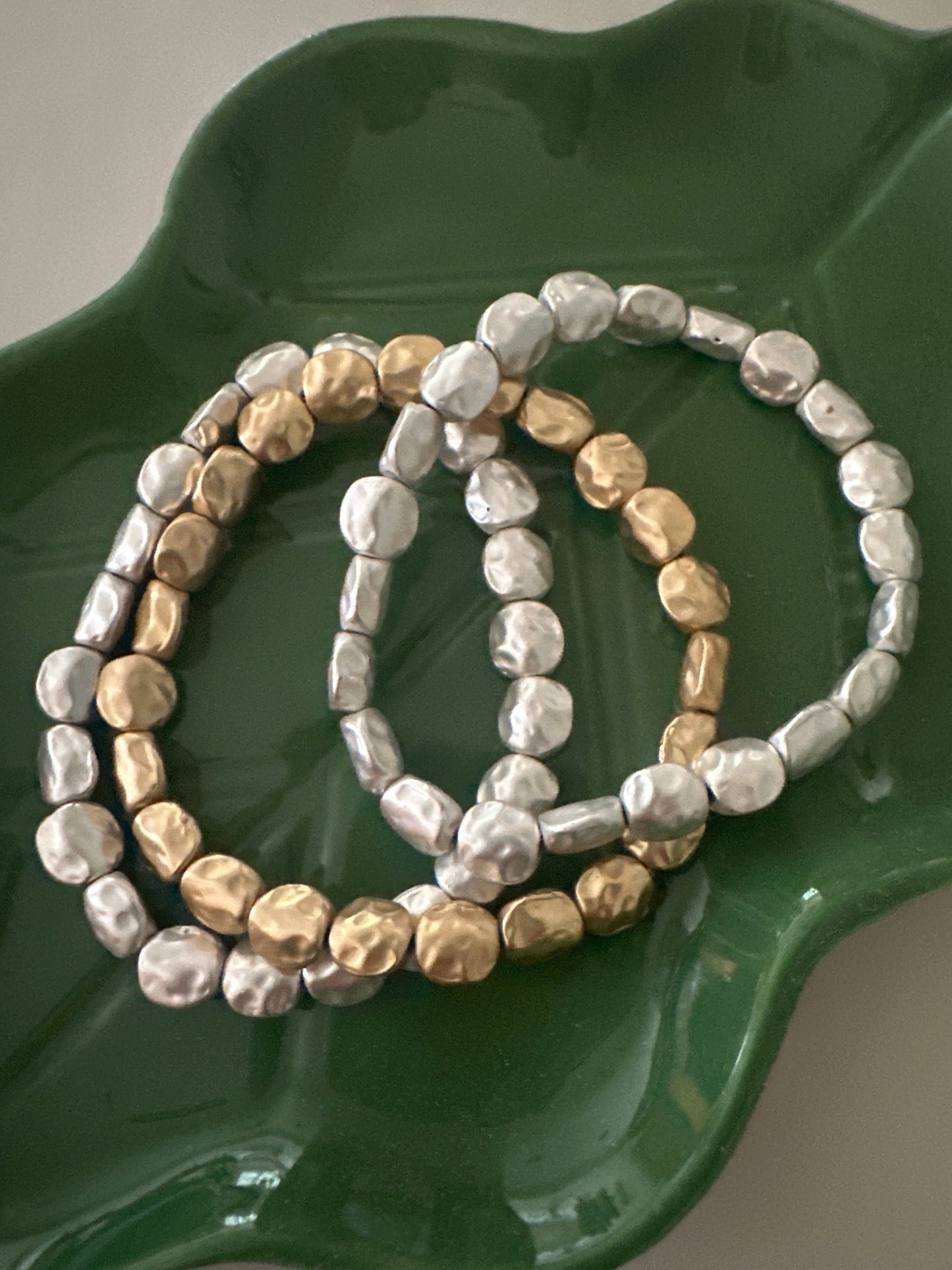 3 STRAND METAL NUGGETS BRACELET