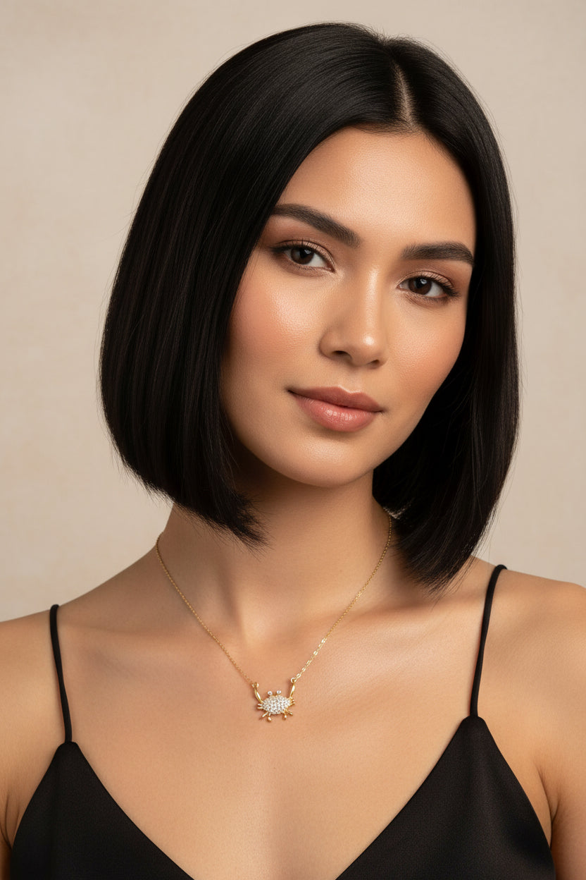 MS.CRABBY 18K GOLD PLATED W CUBIC ZIRCONIA NECKLACE