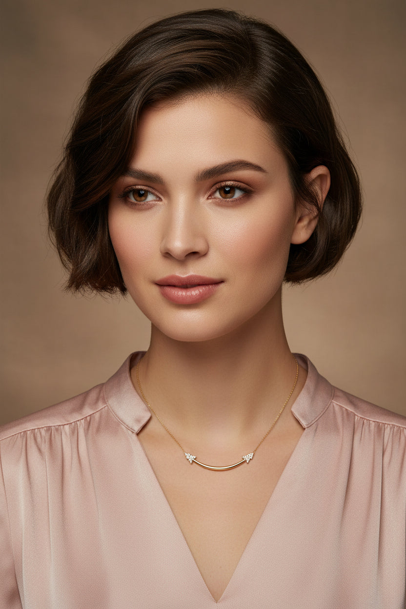 “ SMILE OF YOURS” 18K GOLD DIPPED W CUBIC ZIRCONIA NECKLACE