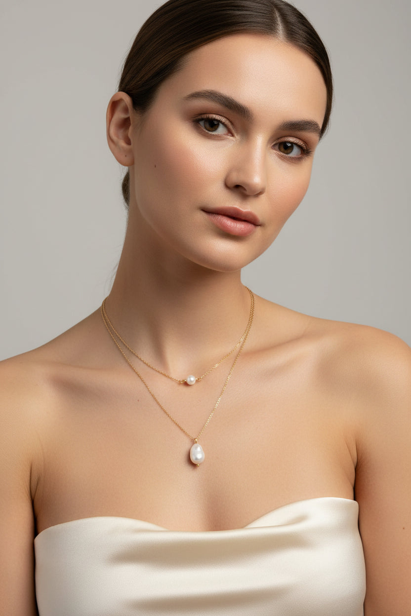 “NO GRIT,NO PEARL” 18K GOLD DIPPED FRESHWATER PEARL NECKLACE
