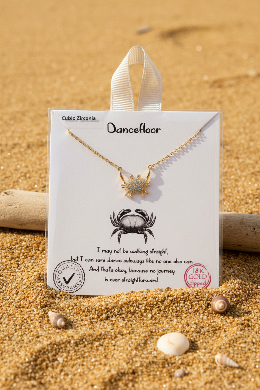 MS.CRABBY 18K GOLD PLATED W CUBIC ZIRCONIA NECKLACE