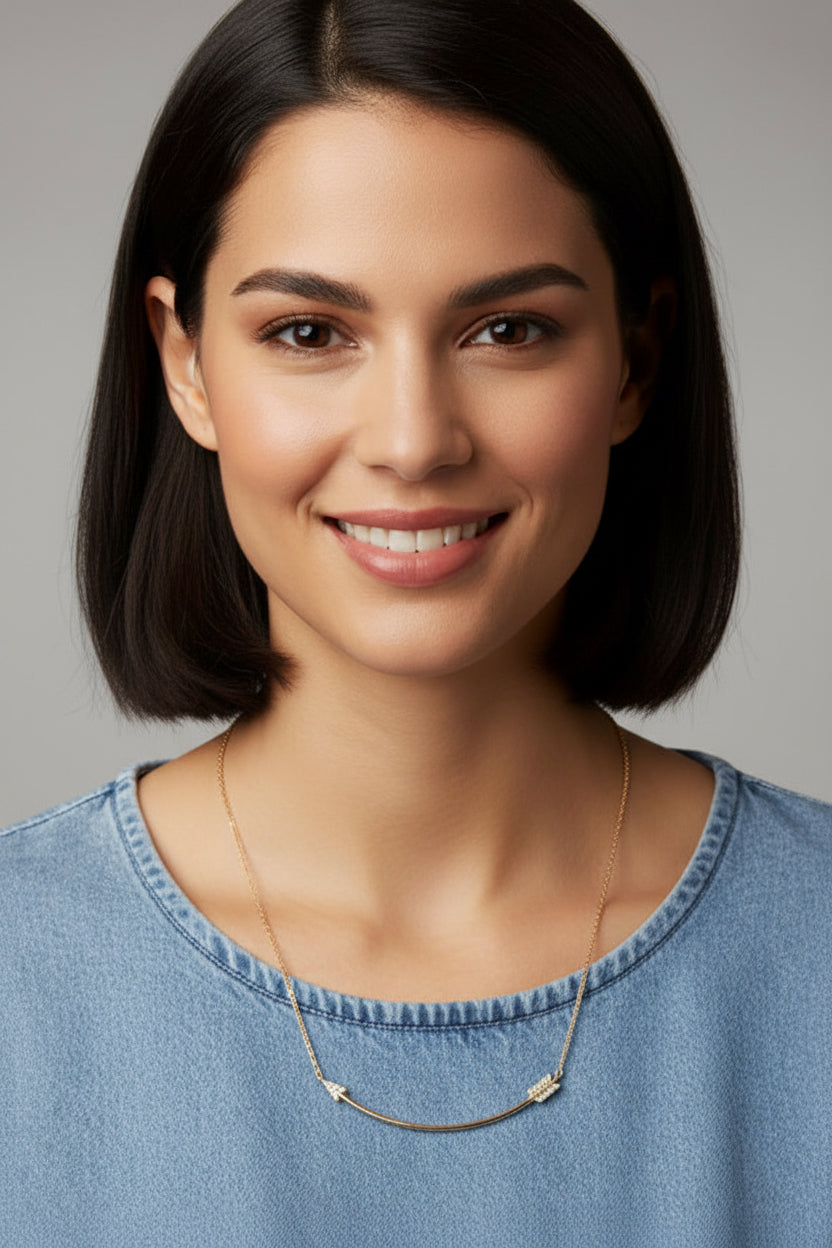 “ SMILE OF YOURS” 18K GOLD DIPPED W CUBIC ZIRCONIA NECKLACE