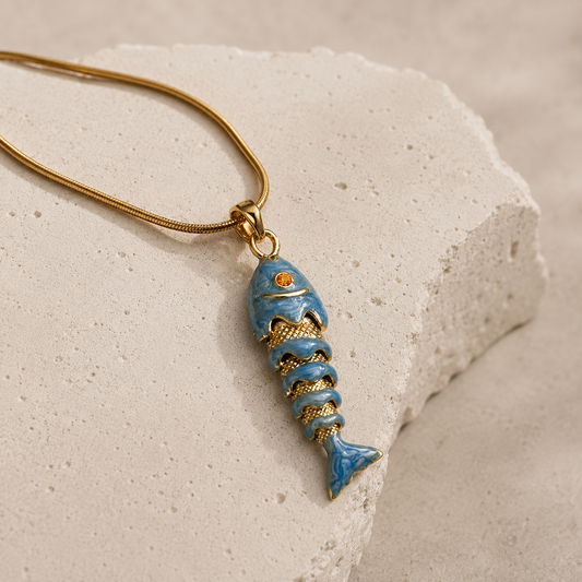 EPOXY STAINLESS SEALIFE FISH NECKLACE