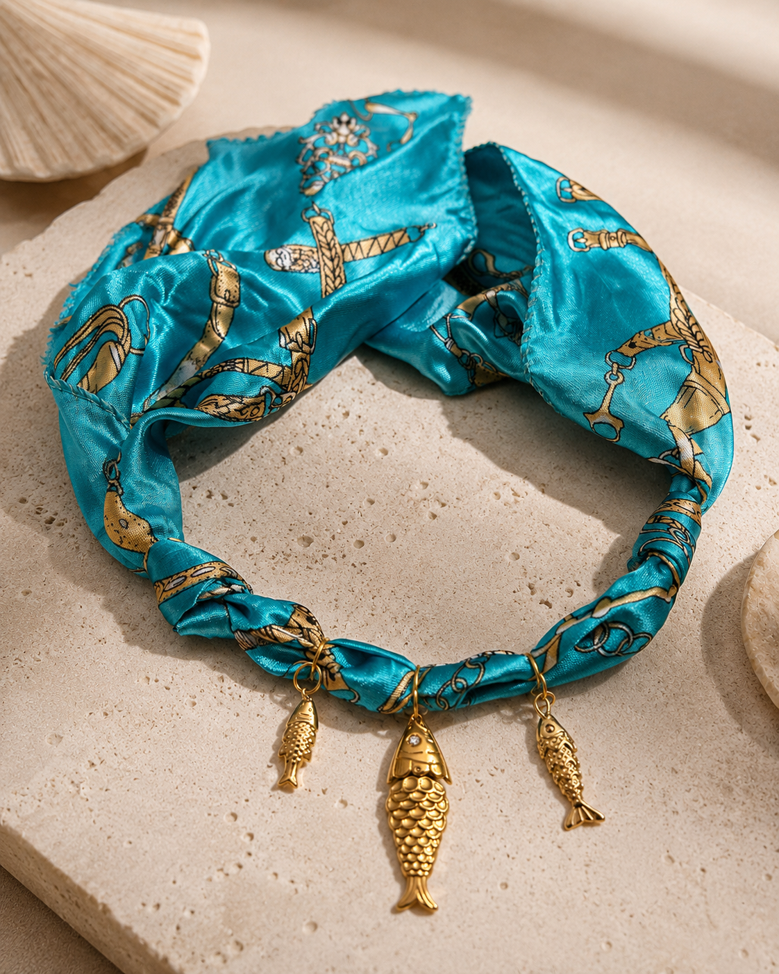 SARDINE CHARM SCARF NECKLACE