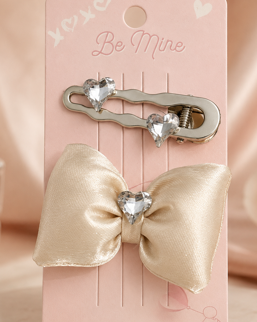 HEART STONE BOW CILP - IVORY