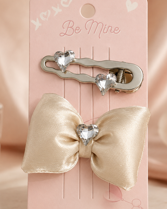 HEART STONE BOW CILP - IVORY