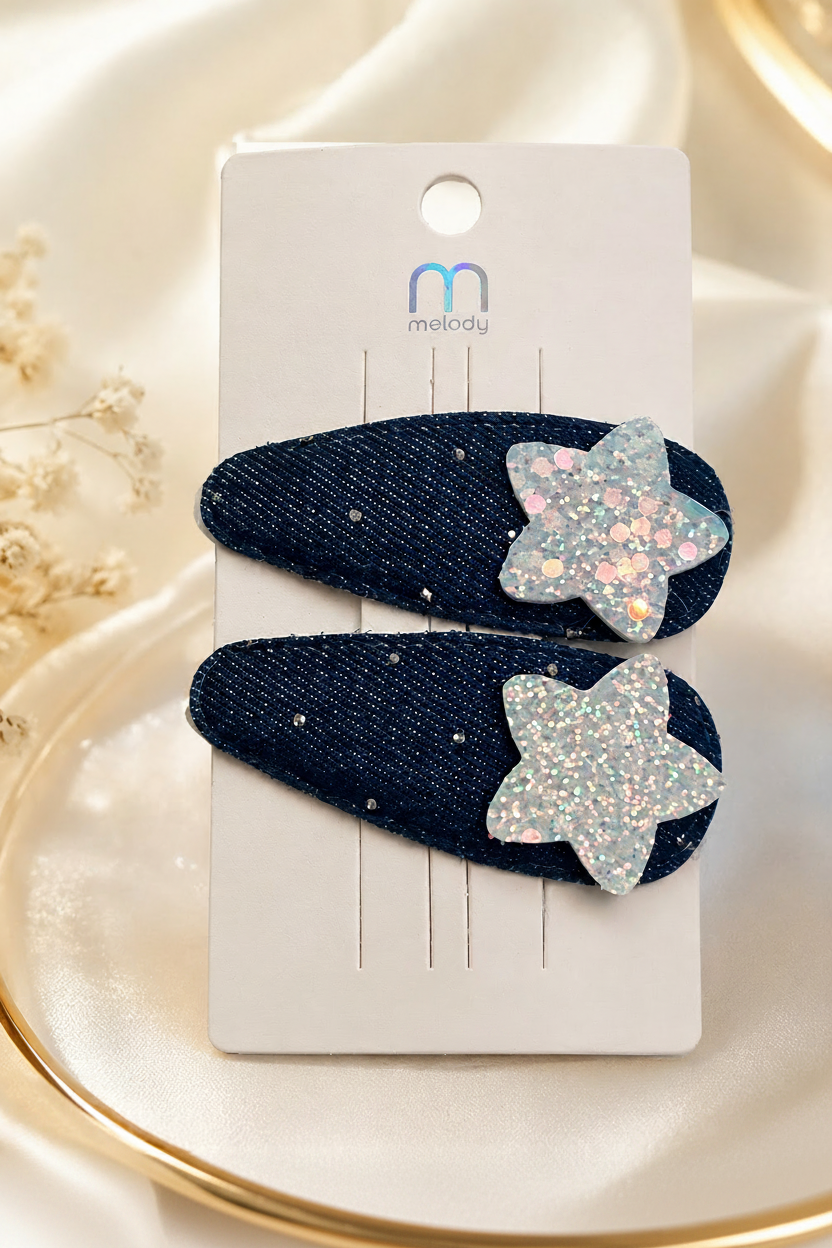 DENIM STAR HAIR CLIP