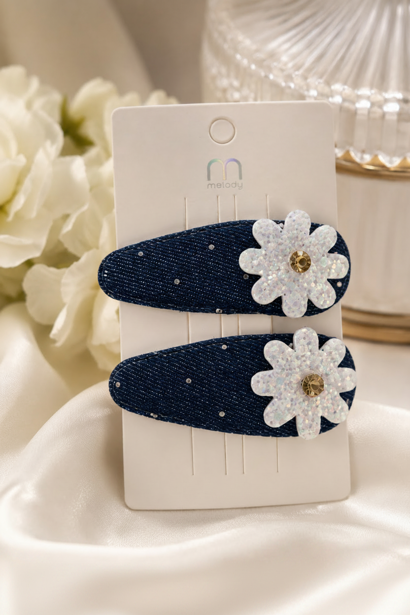 DENIM DIASY HAIR CLIP