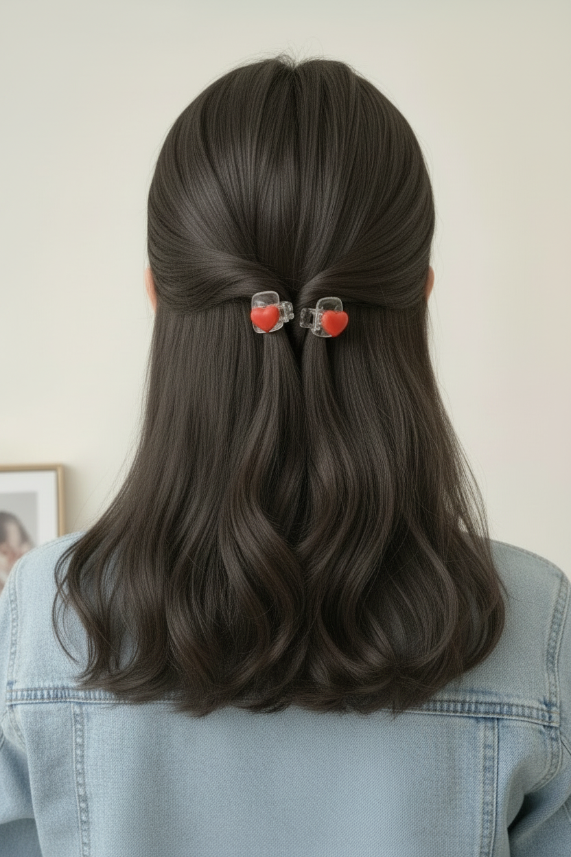 HEART HAIR CLAW - RED