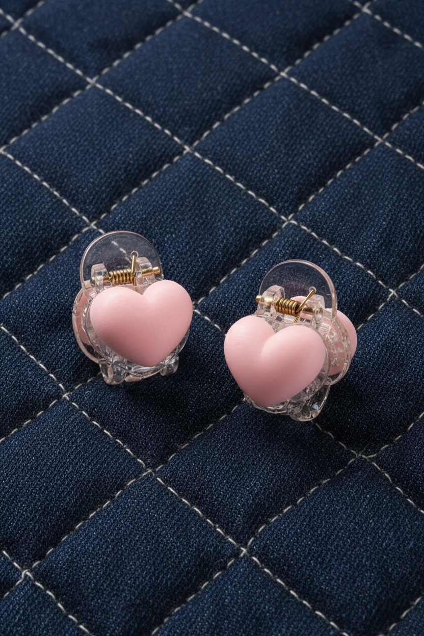 HEART HAIR CLAW- LG PINK