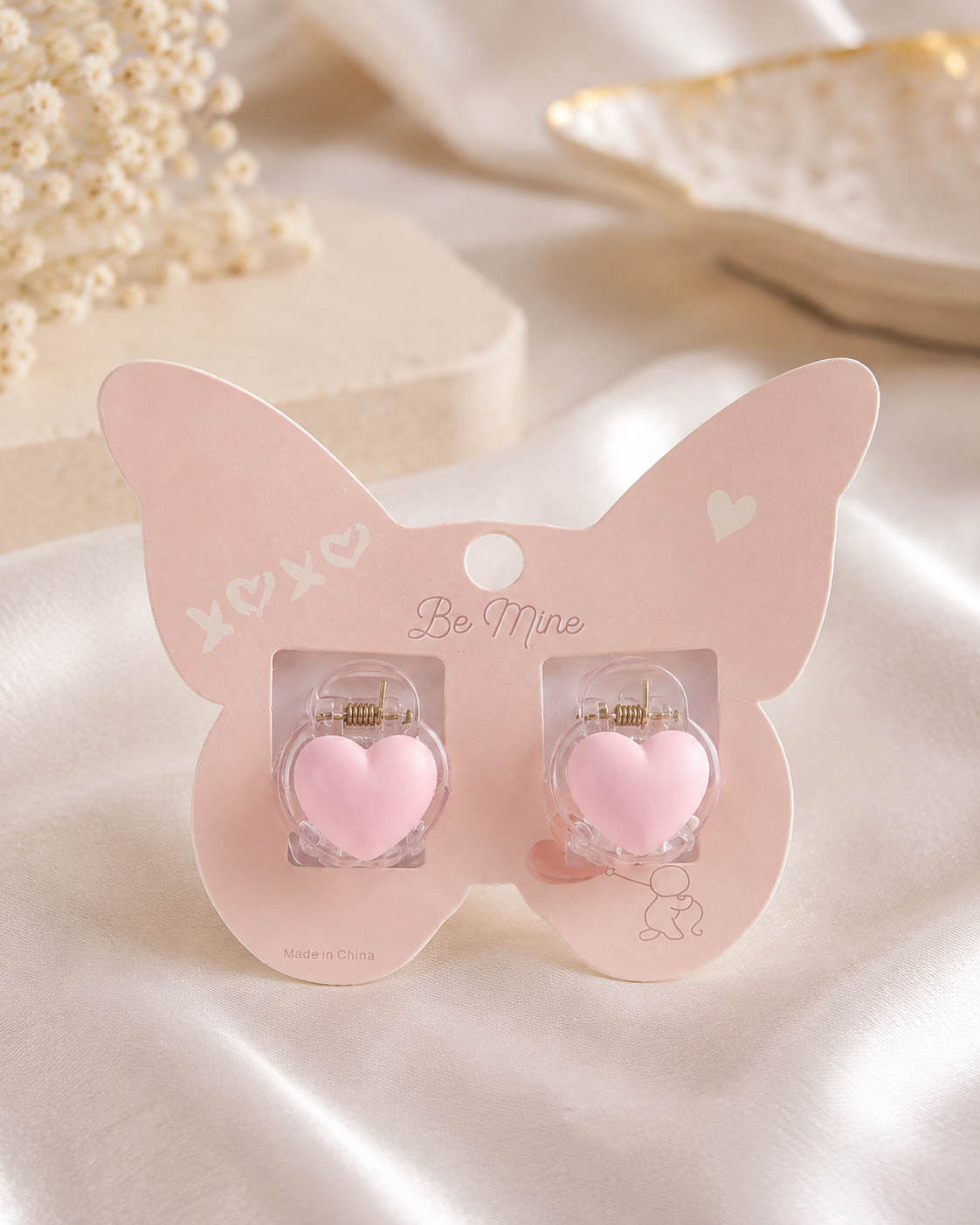 HEART HAIR CLAW- LG PINK