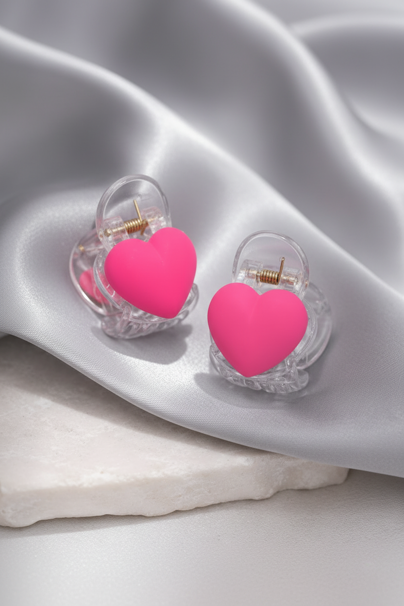 HEART HAIR CLAW - PINK