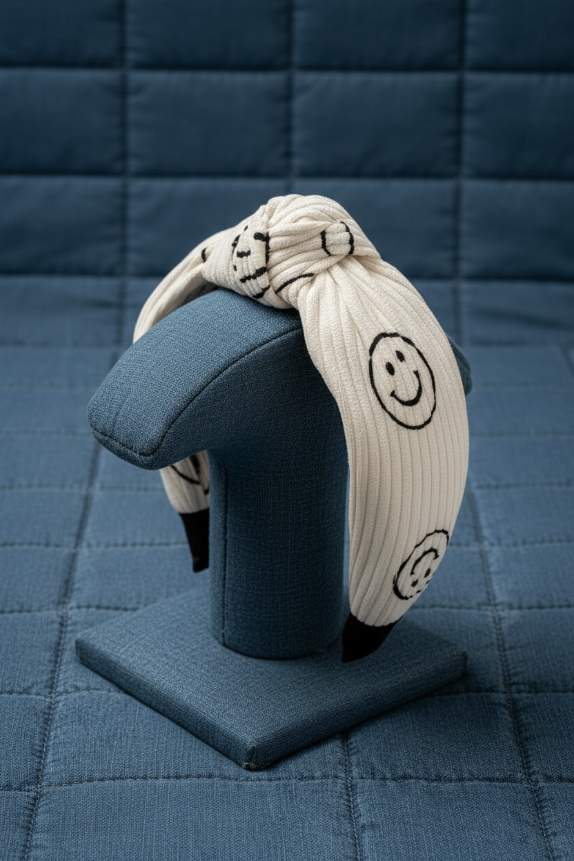 “SMILEY FACE” CORDUROY HEADBAND