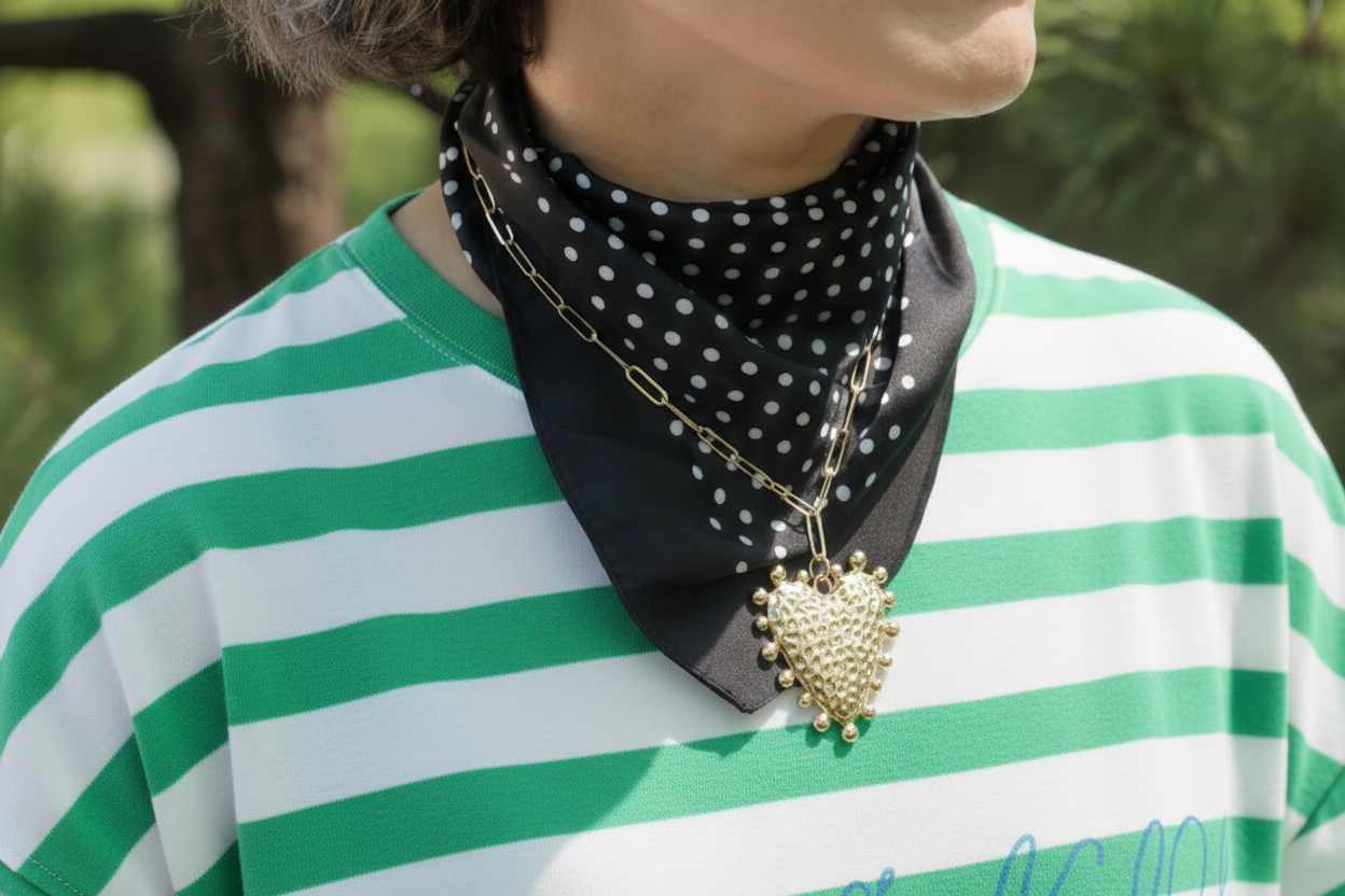 HEART DOT SCARF & NECKLACE