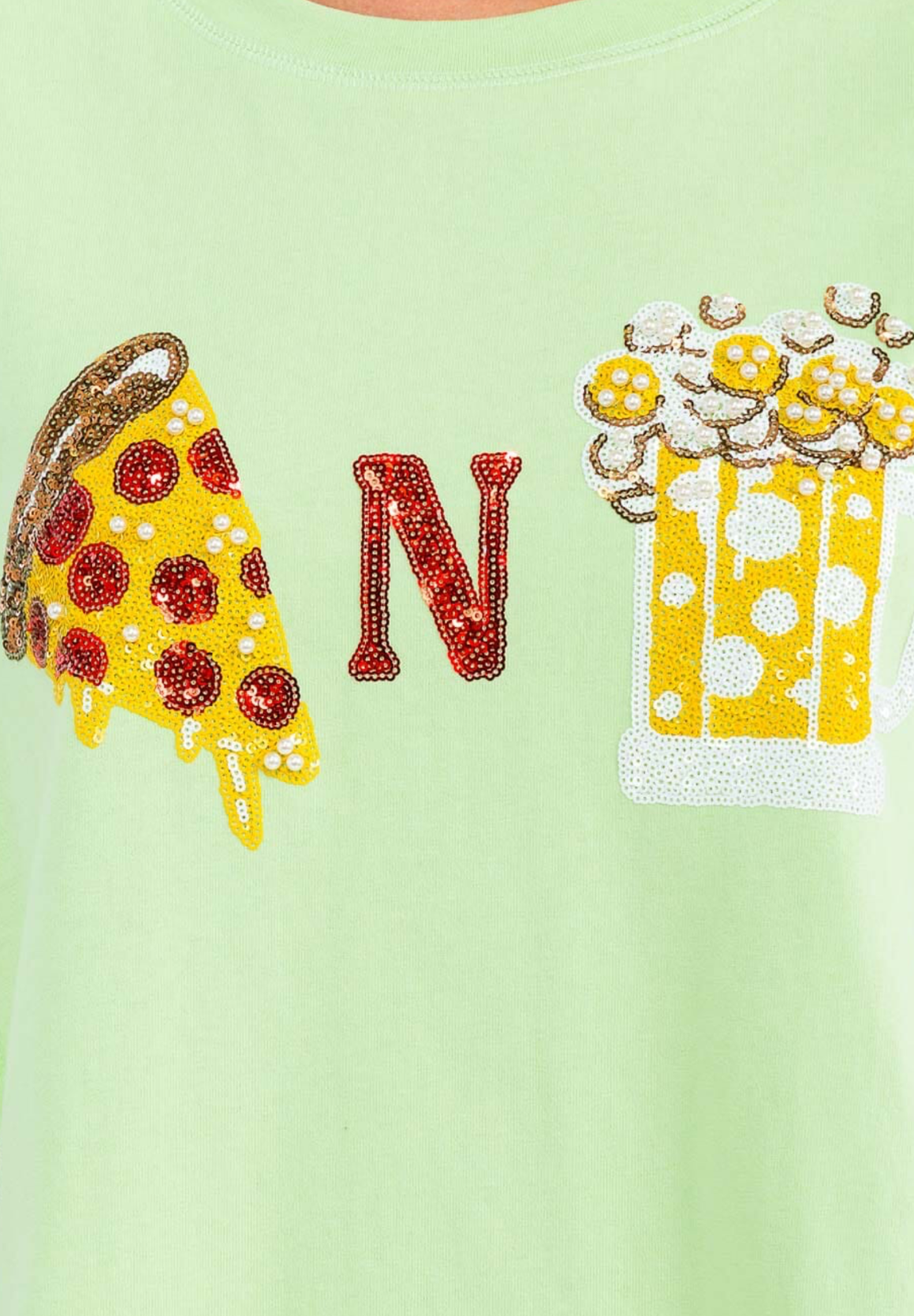 “PIZZA & BEER” SEQUINS T- SHIRT