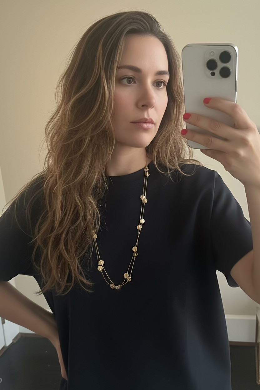 HAMMERED FLAT 2 LAYERS METAL NECKLACE