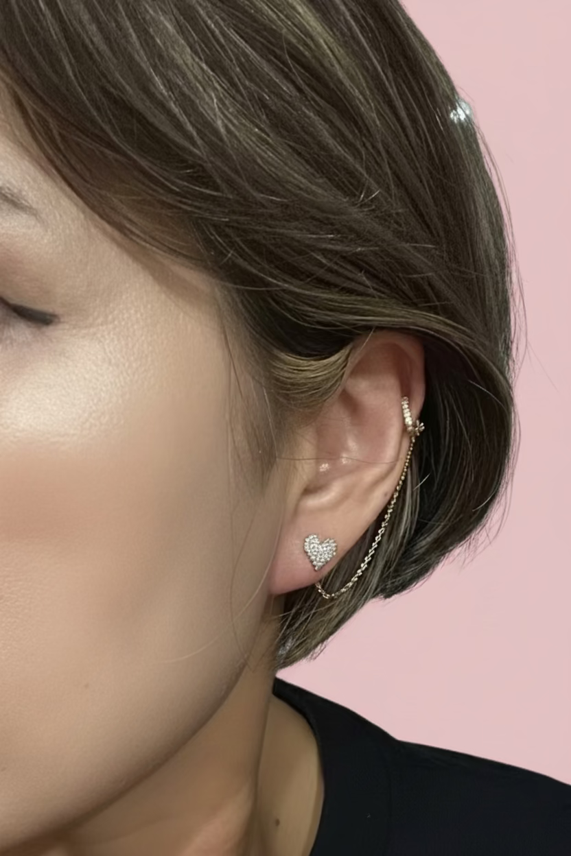 STERLING SILVER GOLD DIPPED CUBIC ZIRCONIA EAR CUFF