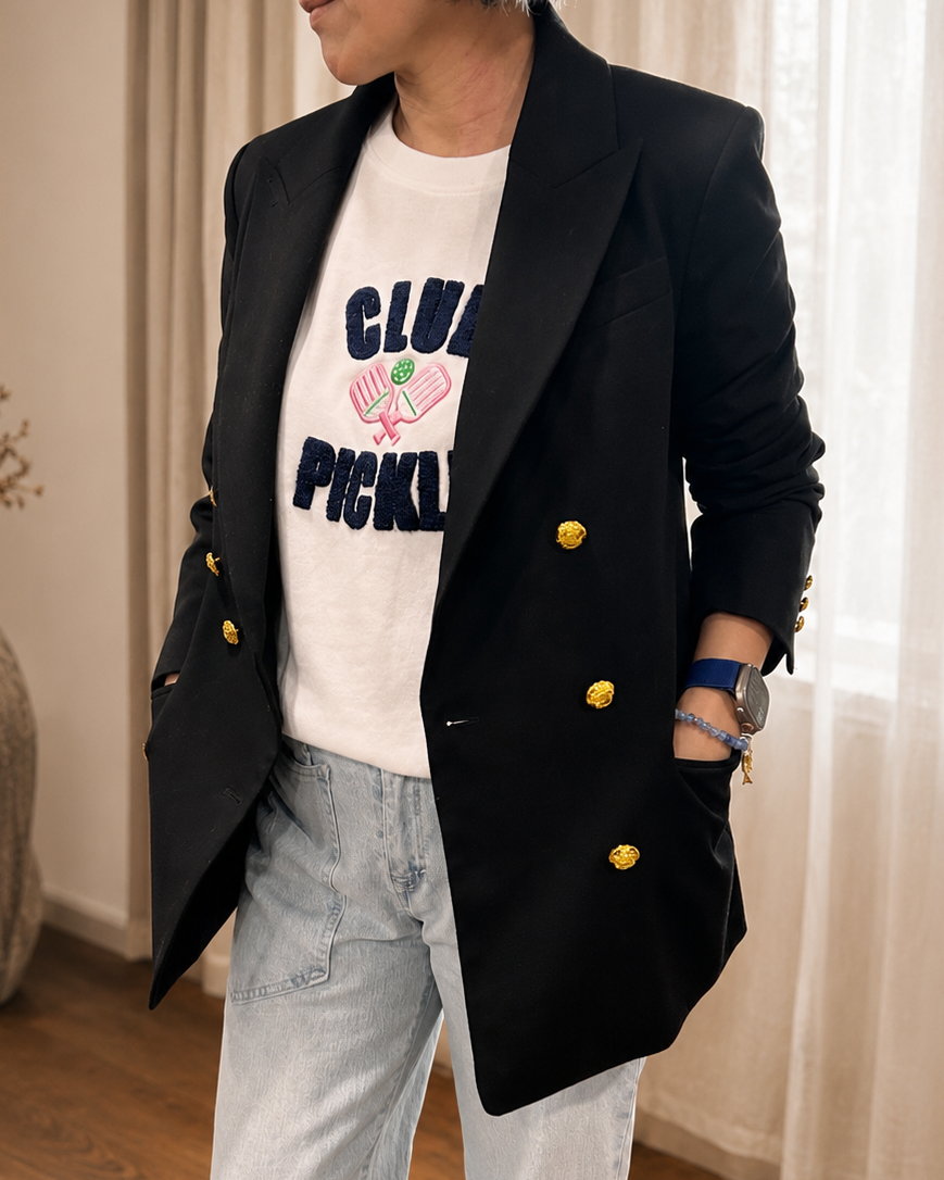 “CLUB PICKLE” SWEATSHIRT WITH STRIP SLEEVES
