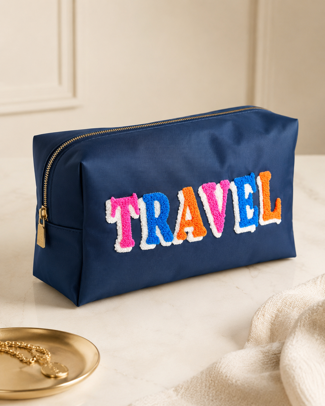 “TRAVEL” OVERSIZED ZIP POUCH
