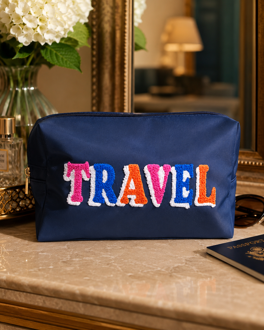 “TRAVEL” OVERSIZED ZIP POUCH